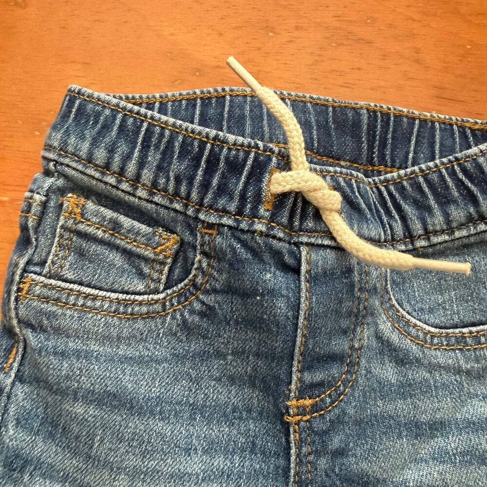 NWT Old Navy Pull On Elastic Waist Denim Jeans Baby Boy 0-3 Months Drawstring - Picture 2 of 8